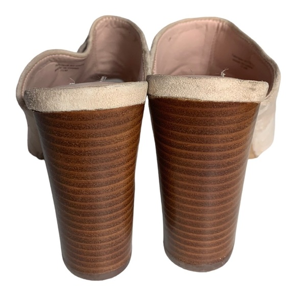 Avec Les  Filles Mallory Nude Peep Toe Ruffle Heel Mules Size 7.5 Shoes - Picture 5 of 15